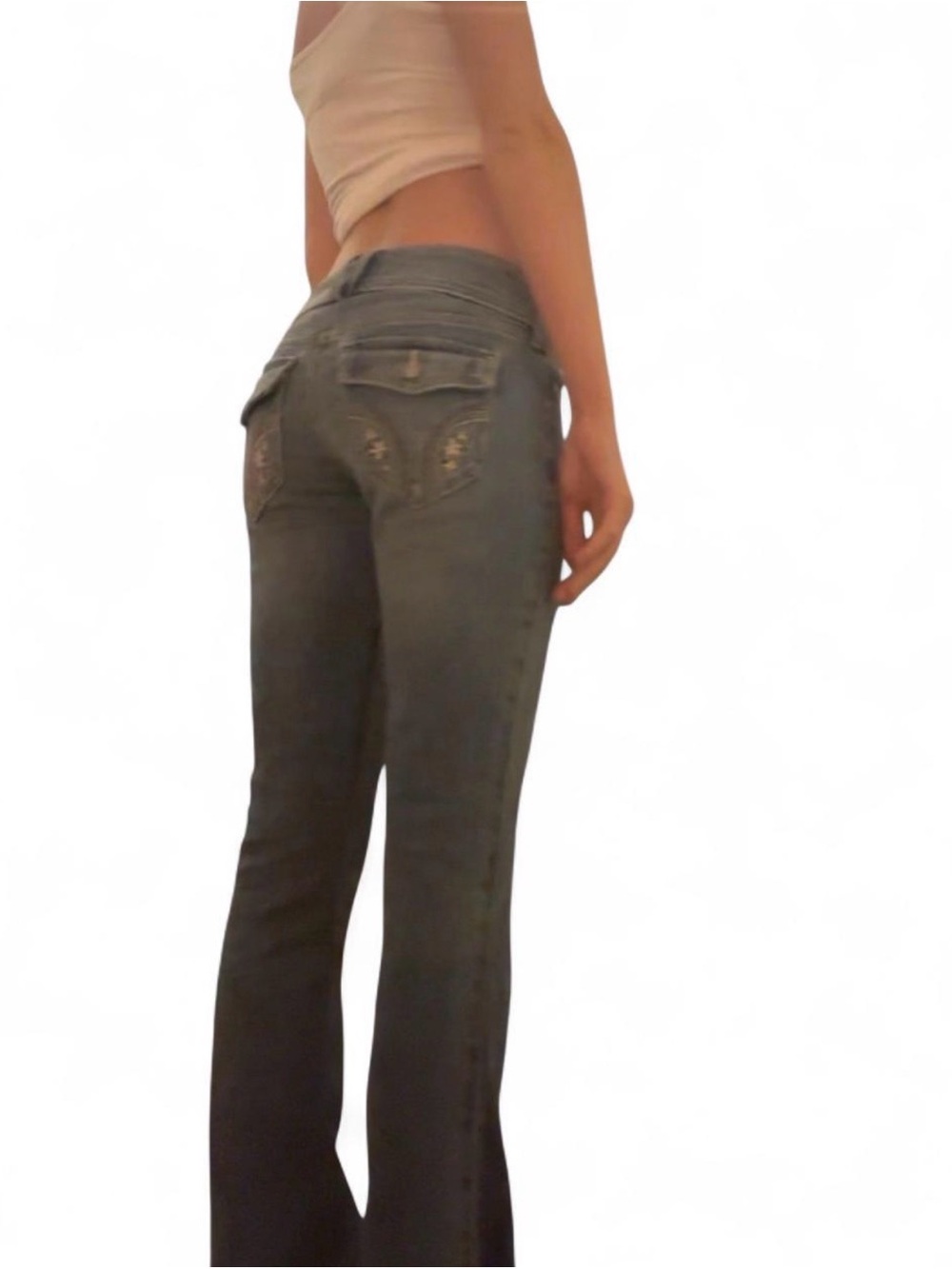 💐Hollister Y2K Low Rise Flare Jeans with embroidered pockets
